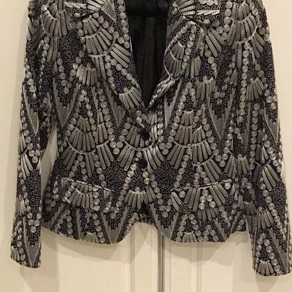 Biacci Black & White Unique Embroidered Jacket - Picture 3 of 8